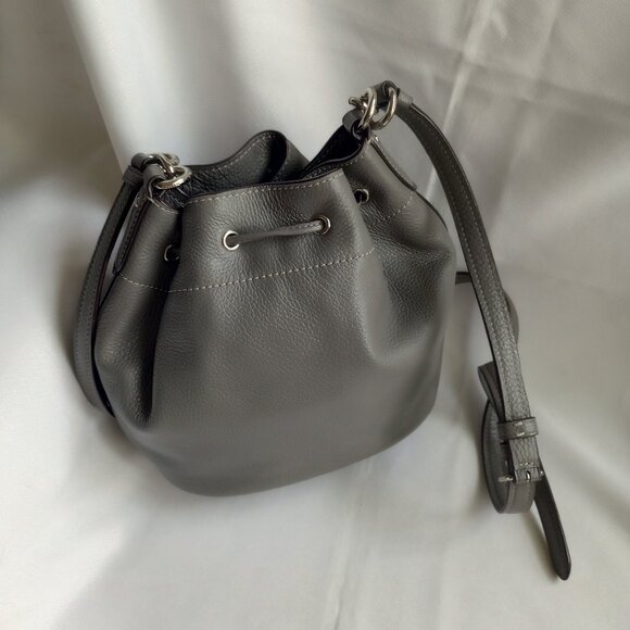 Coach Elle Gray Pebbled Leather Drawstring Crossbody Bag F31412 - Picture 6 of 9